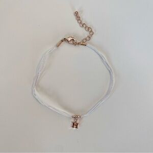 4/$15 Rose Gold Letter H AB White String Bracelet